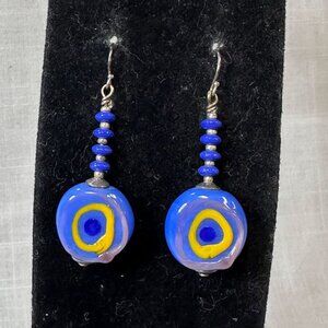 Blue Murano Glass Bead Earrings